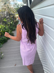 Pink and White Striped Sleeveless Dress