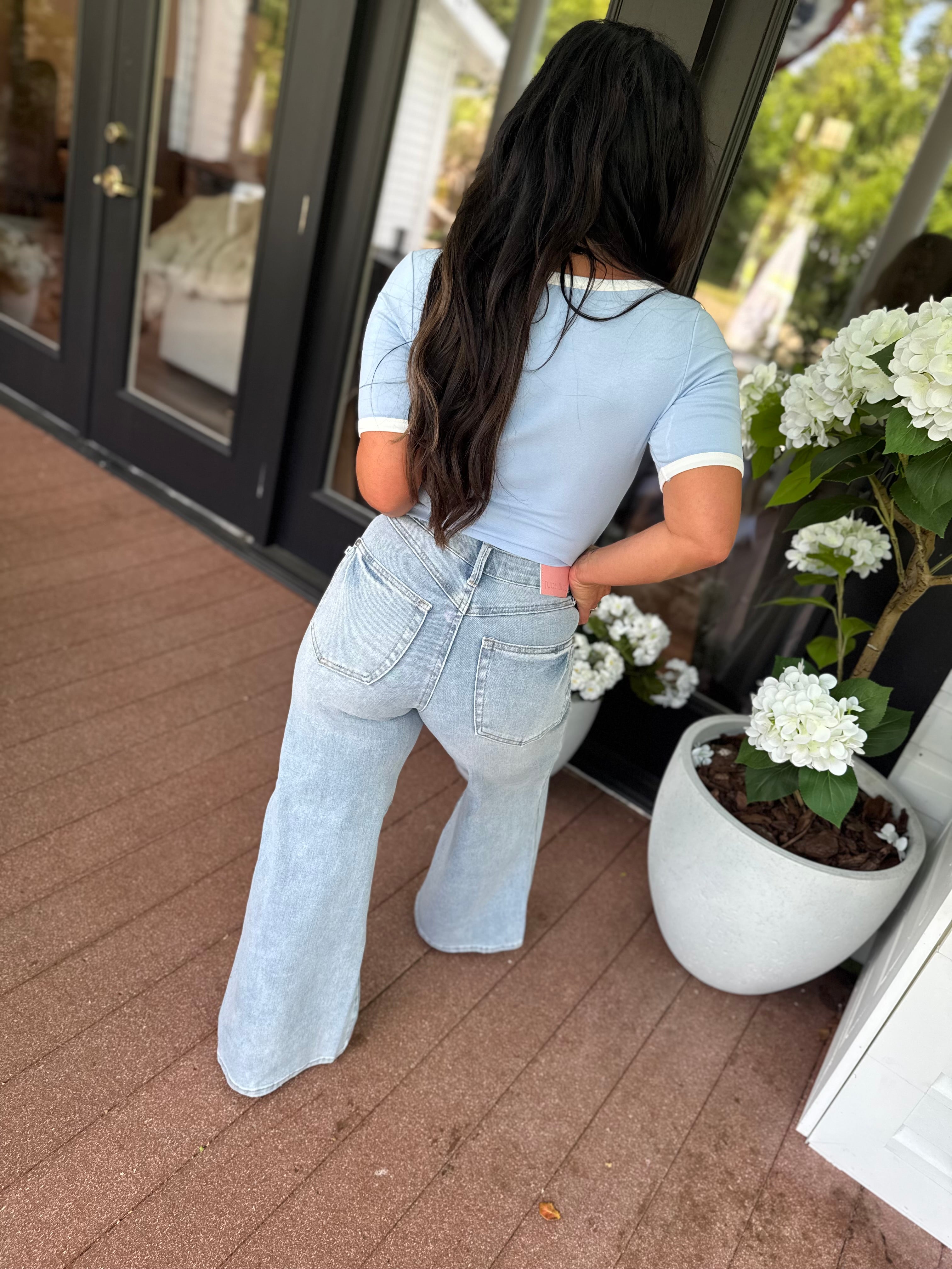 Luxe Periwinkle Crop Top With White Trim  Stich&Co