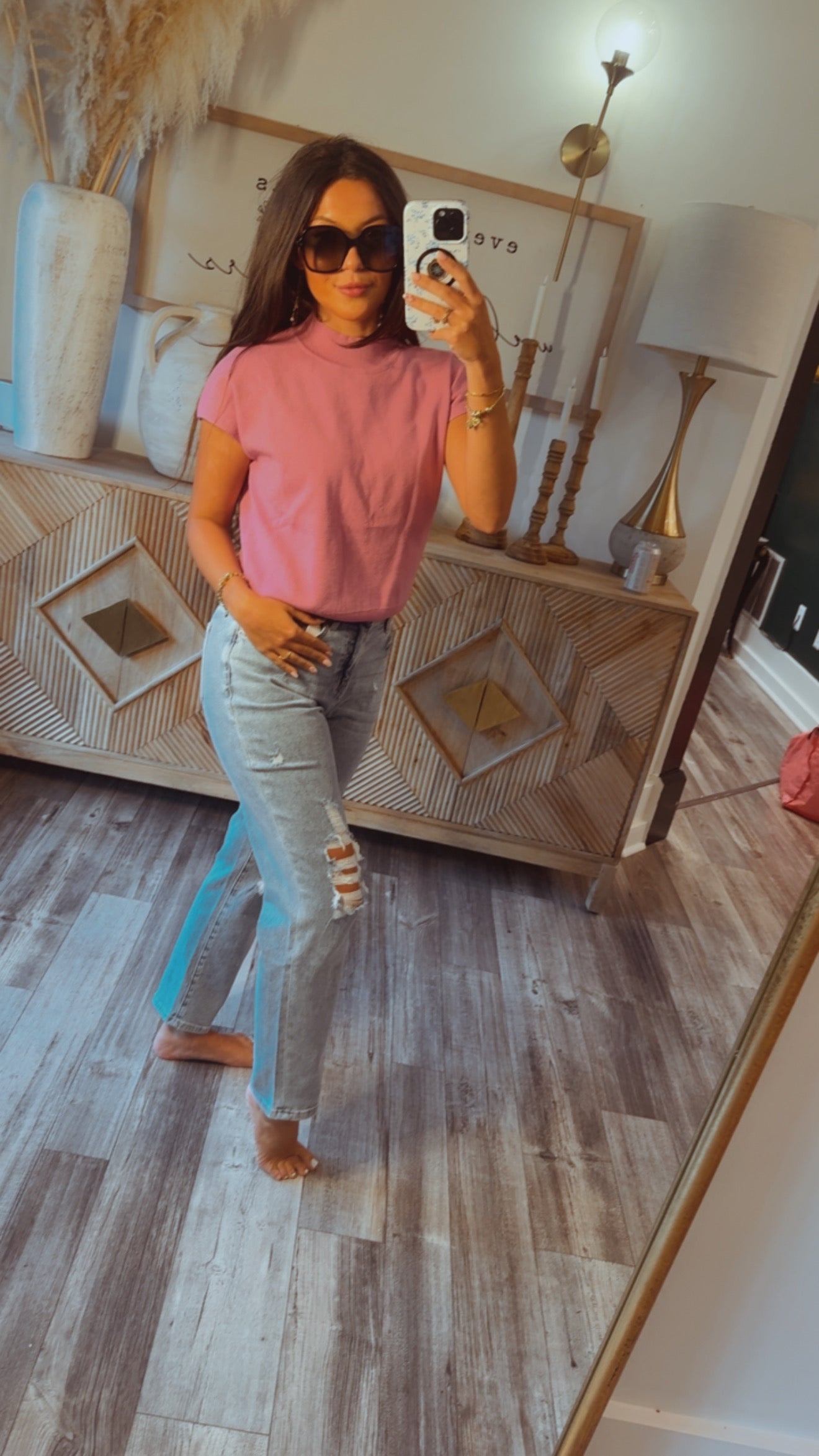 Cap Sleeve High Neck Chic Top Orchid