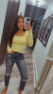 Ultra Soft Yellow Padded Long Sleeve Top
