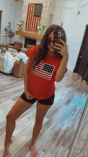 Soft Red American Flag Top