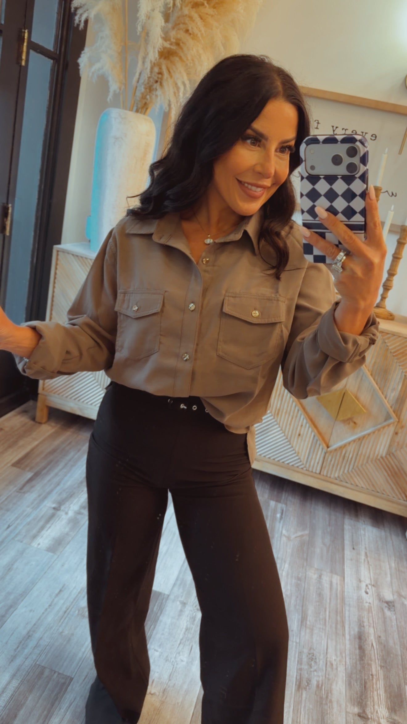 Chic Black High Waisted Slacks With Belt