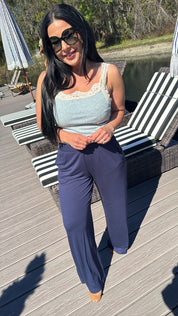 Heaven Soft Navy Blue Stretch Waist Loose Fit Joggers