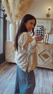 Stitch and CO Washed Taupe Loose Fit Pullover