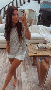 Loose Fit Black and White Striped Top
