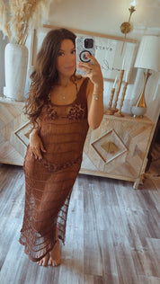 Sassy Chocolate Knit Cover Up Dress