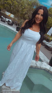 Chic White And Brown Stripe Tank Dress