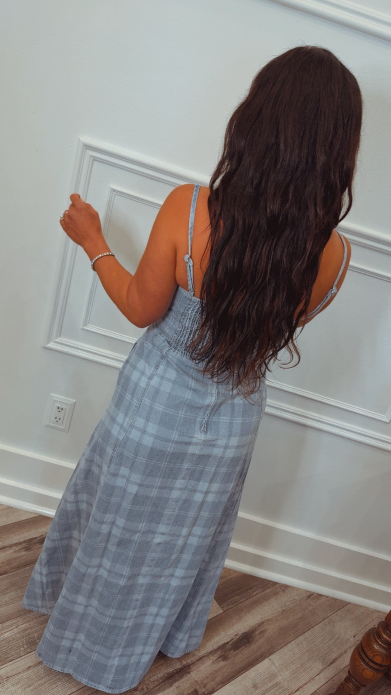 Stitch and Co Denim Gingham Chambray Midi Dress
