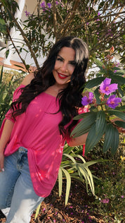 Chic Off shoulder Fuchsia Everyday Top