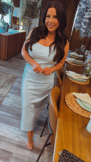 Stich and Co Chic Baby Blue Ribbed Maxi Dress