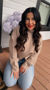 Dark Beige Turtleneck Moreno Wool Sweater