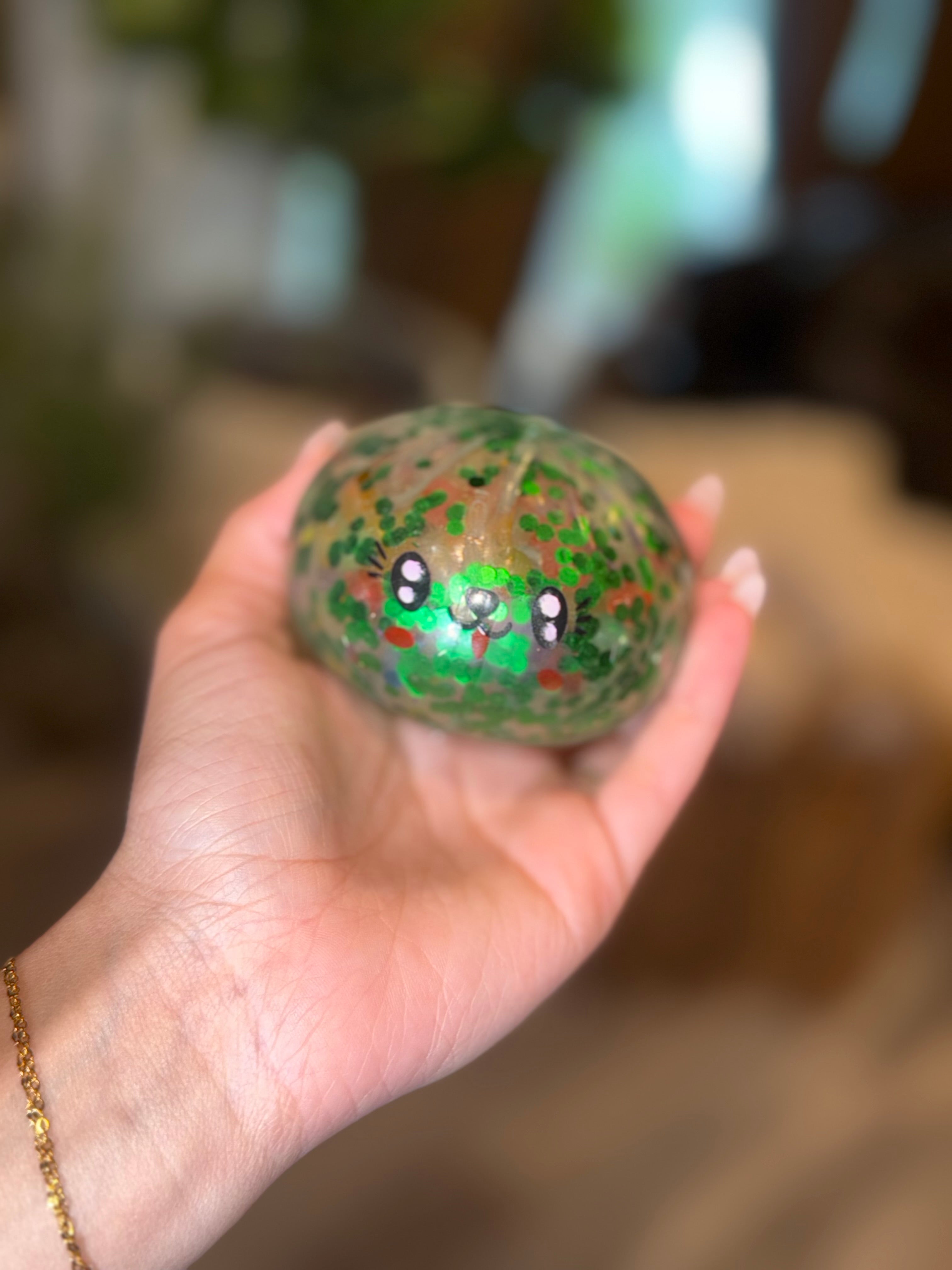 Green Glitter W Multicolor Orbee Dumpling Squishy