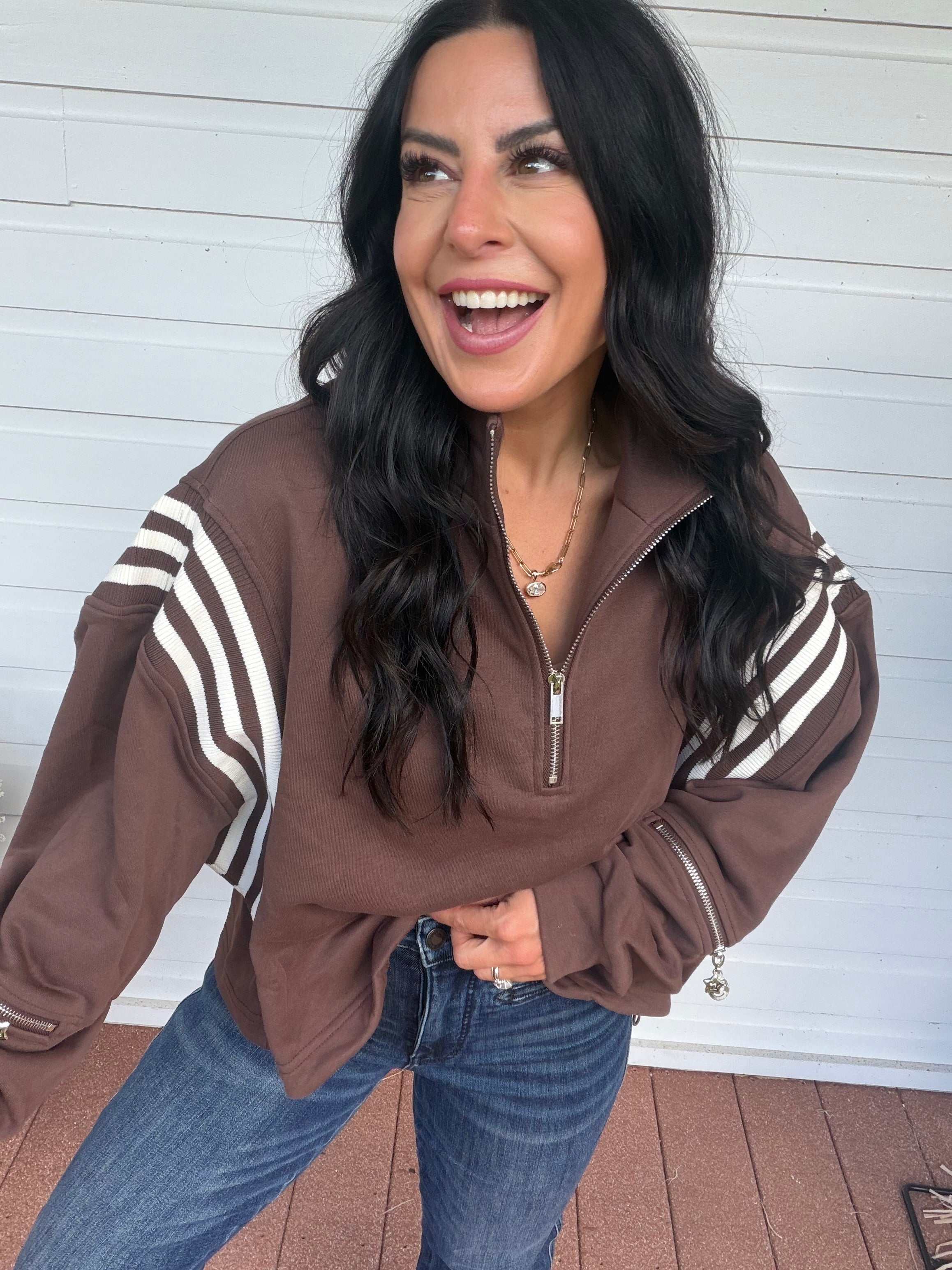 Ultra Soft Brown Quarter Zip Jacket