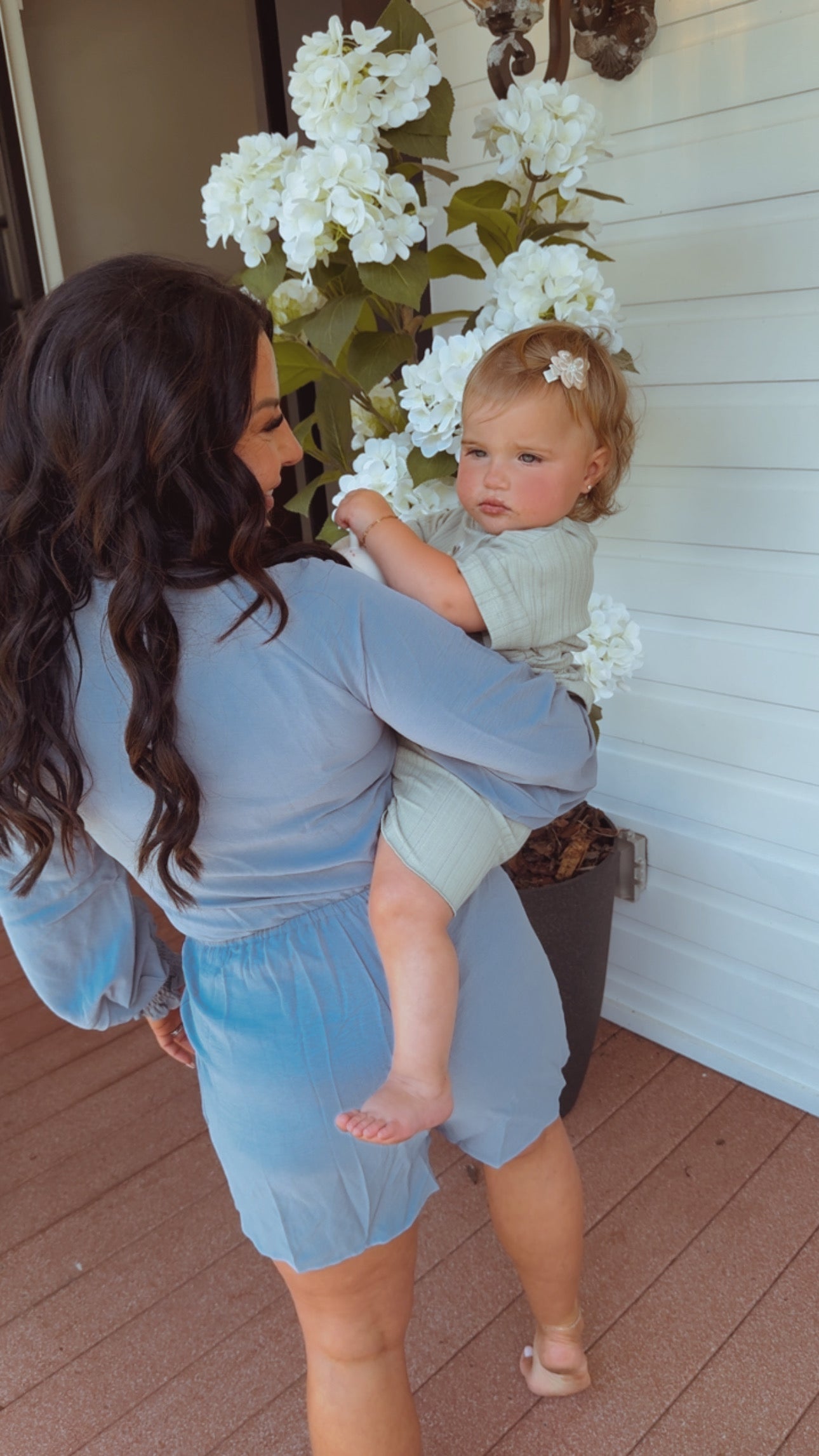 Blue Grey Long Sleeve Loose Fit Romper