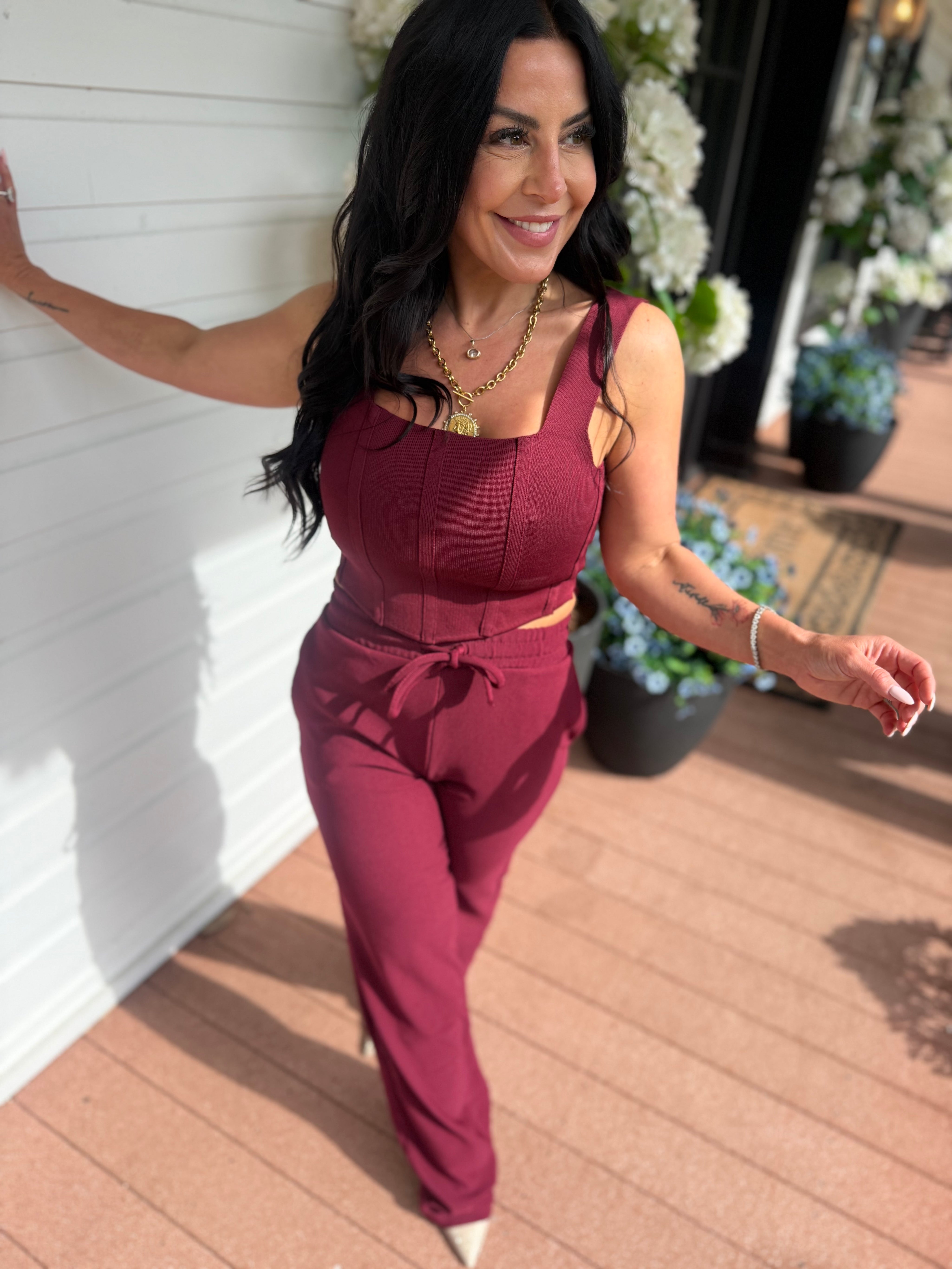Merlot Straight Leg Luxe Joggers