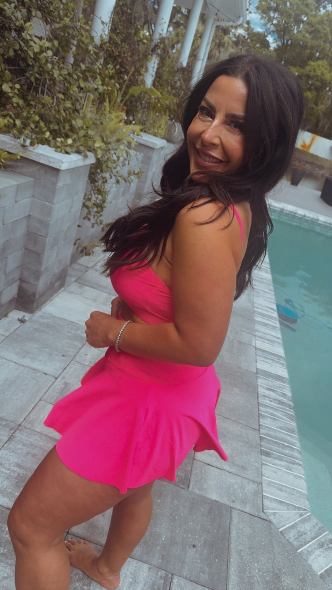 Neon Pink Two Piece Bathing Suit