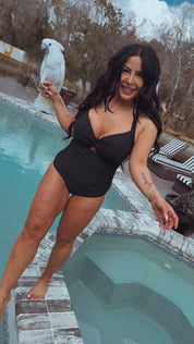 Black One Piece Tummy Control Bathing Suit