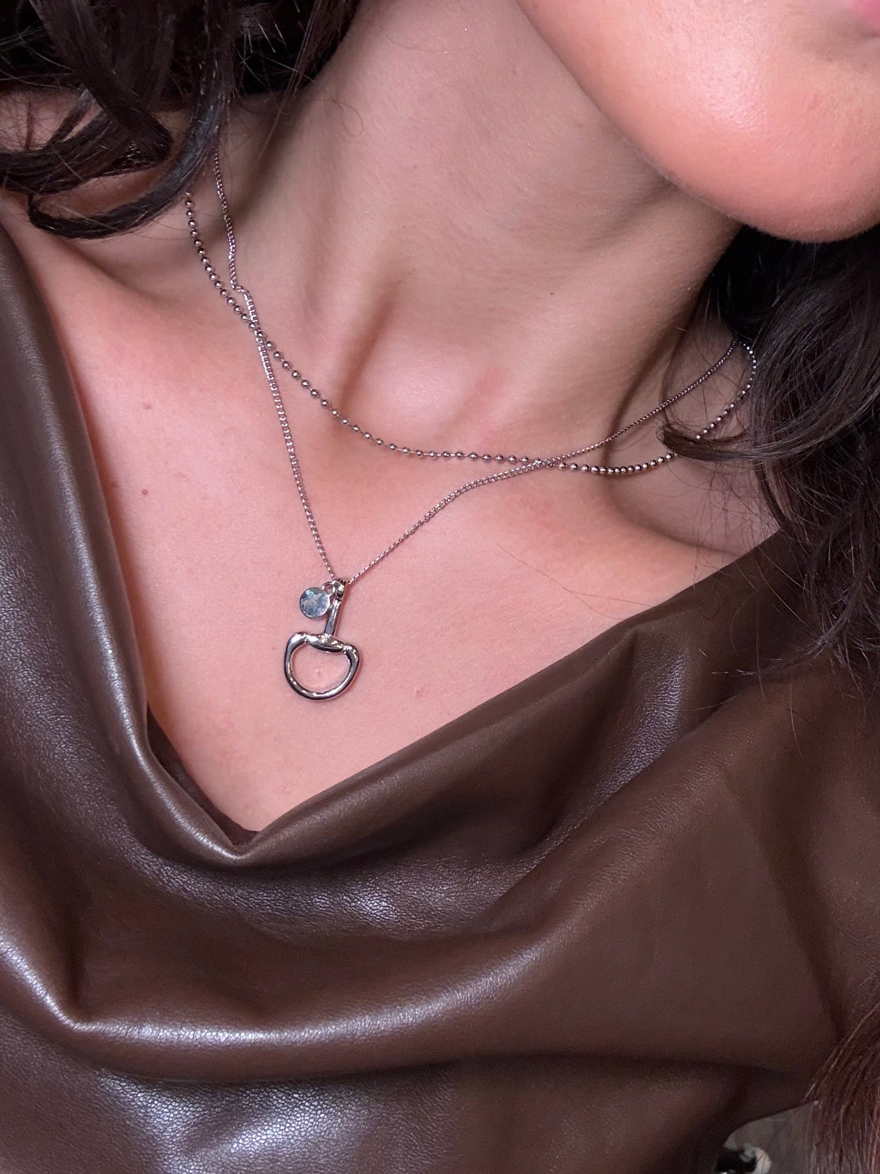 Silver Horsebit Double Chain Neckalce