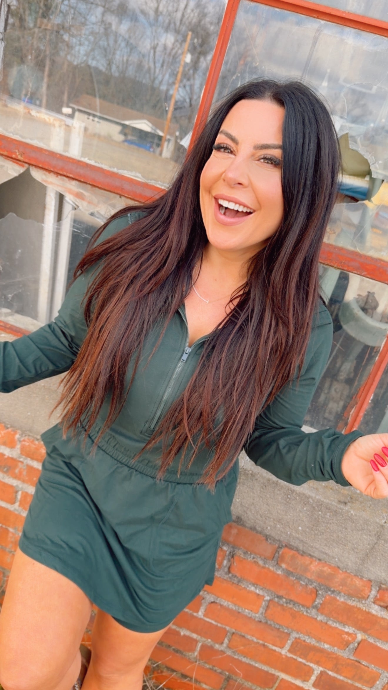 Cozy Regency Green Long Sleeve Ultra Soft Skort Romper