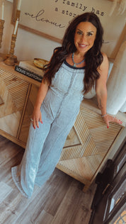 Light Denim Flowy Overall Jumpsuit
