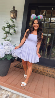 Sassy Lavender Twirl Athletic Dress With Shorts and pocket