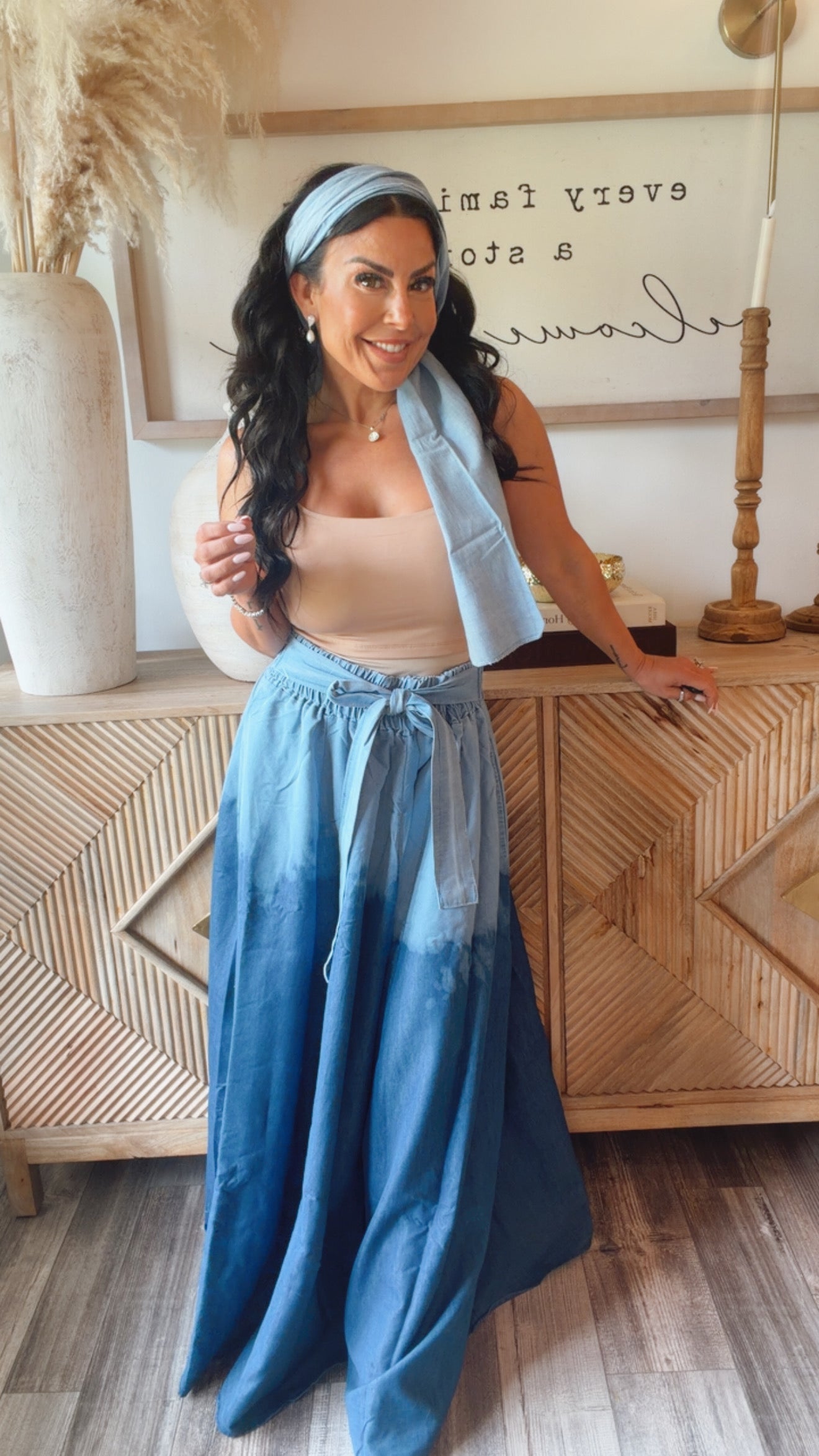 “Wild at Heart” Lightwash Blue Denim Skirt with Pockets