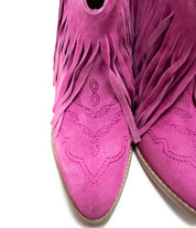 Amos Fringe Ankle Bootie in Magenta Suede