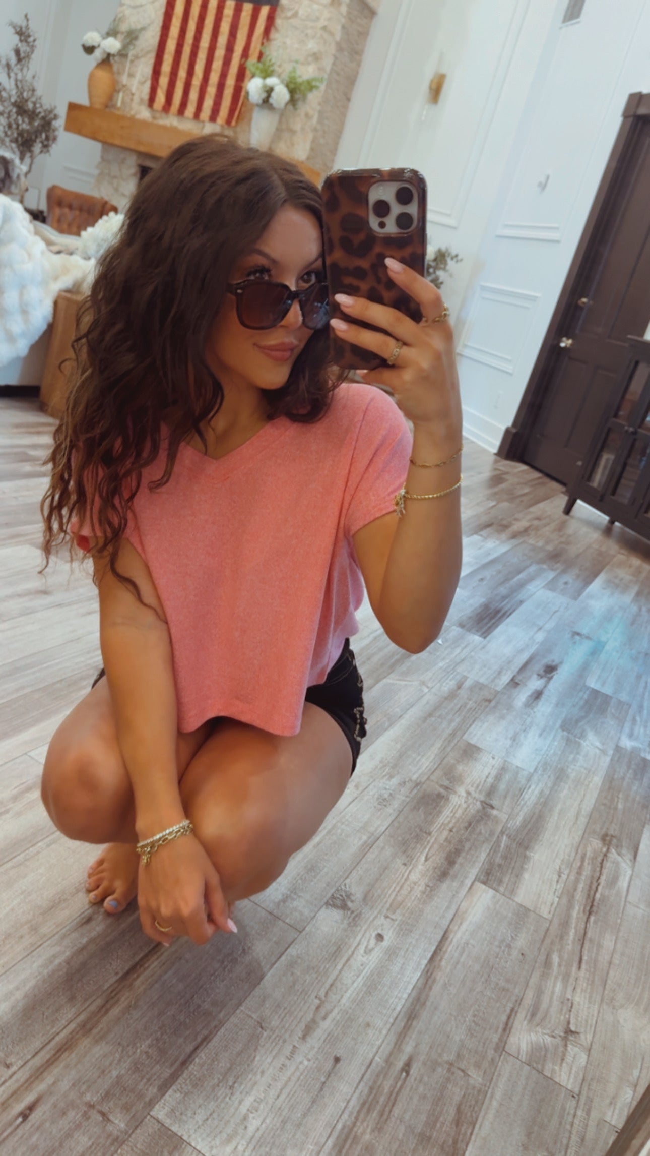 Heaven Soft Pink Cropped Vneck Top