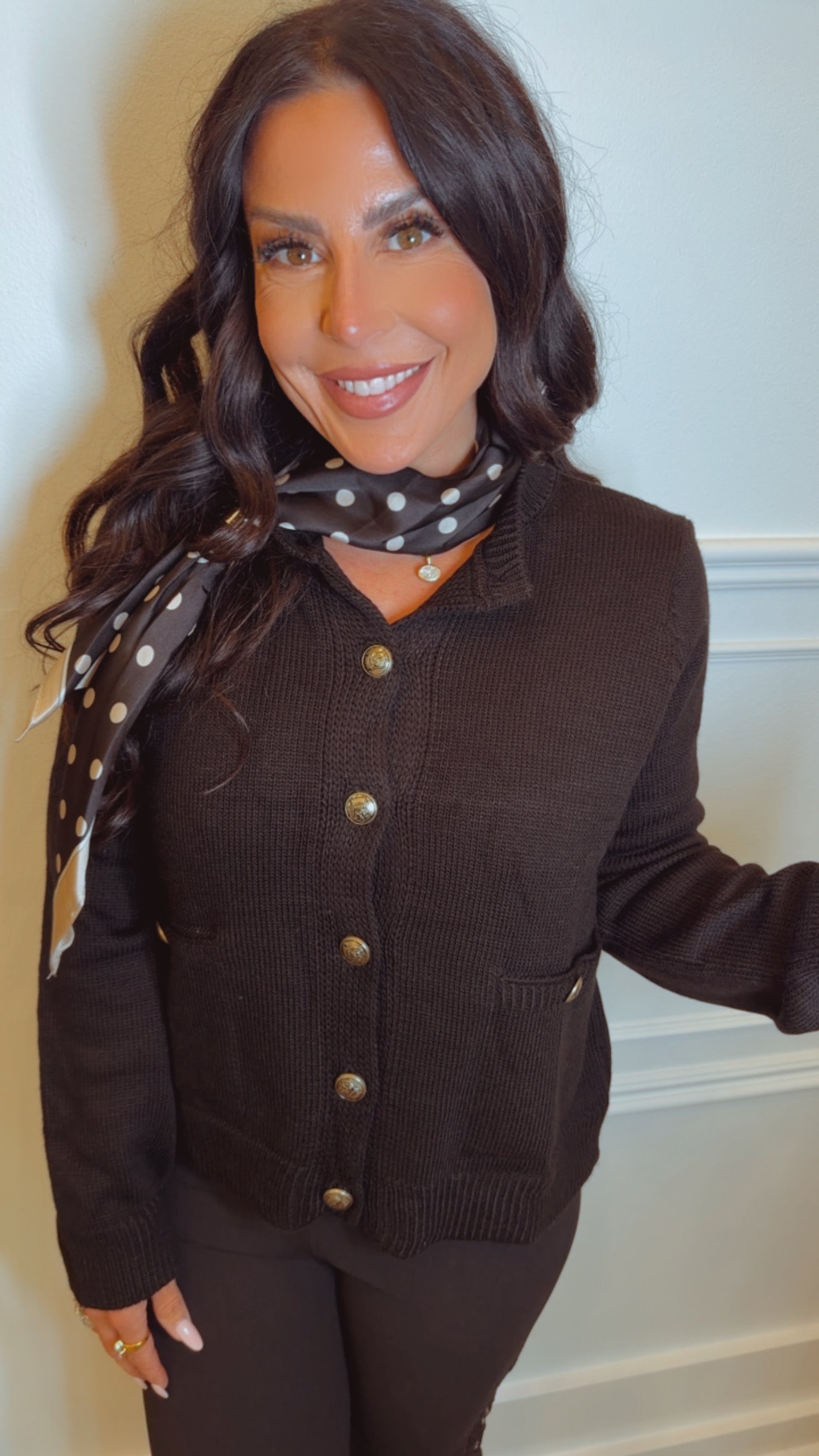 Luxe Black And Gold Button Up Cardi
