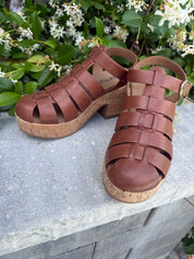 Corky Bourbon Gladiator Wedge Heels