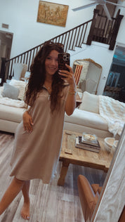 Heaven Soft Taupe 1/4 Zip Dress