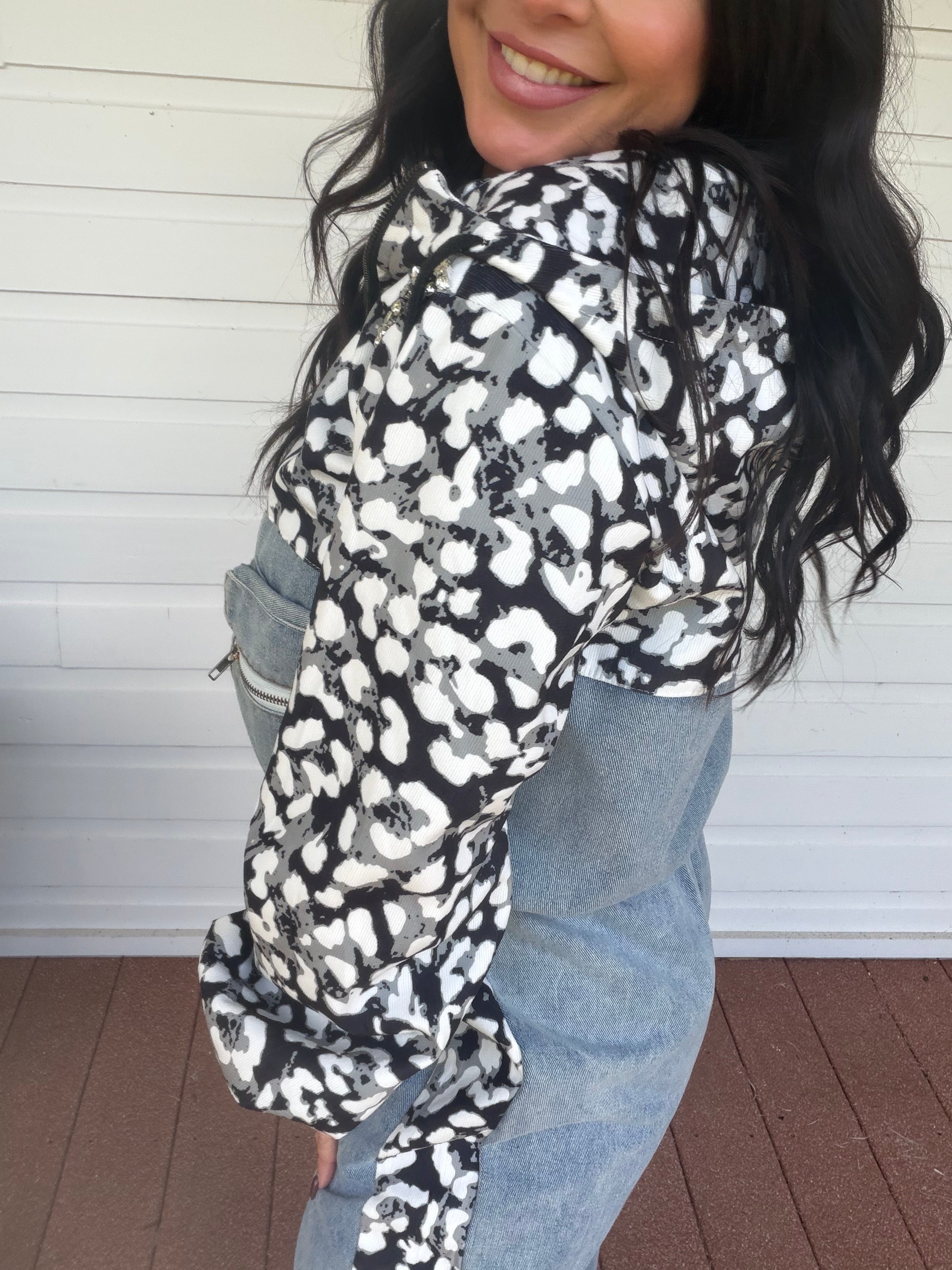 Denim And Cheetah Diva Sparkle Two Piece Set