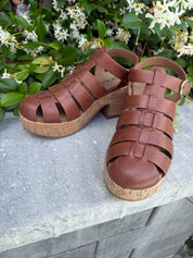 Corky Bourbon Gladiator Wedge Heels