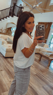 Soft White Vneck Top