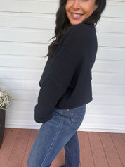Navy Knit Long Sleeve Lightweight Sweater