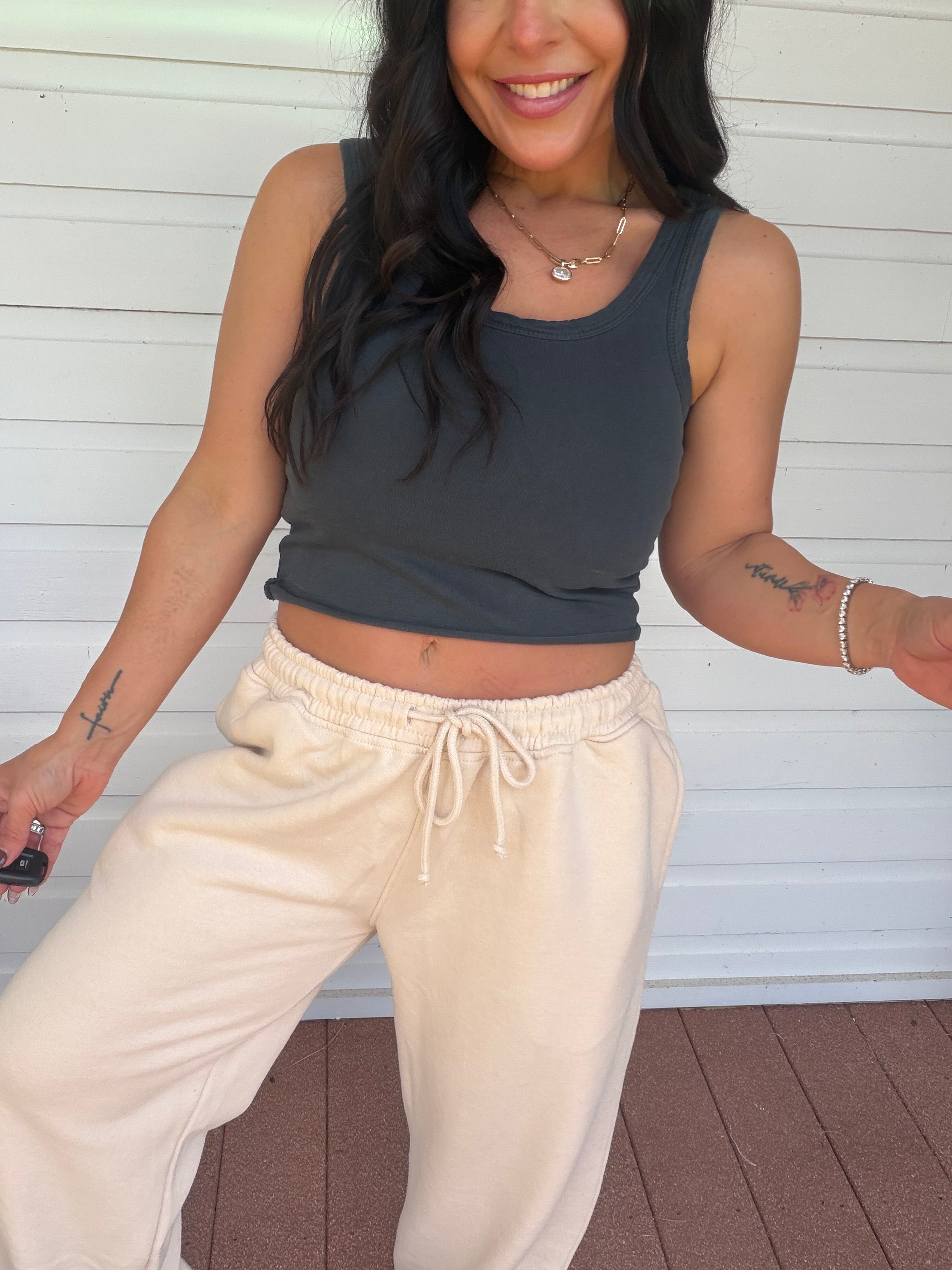 Black Cut off Cotton Tank