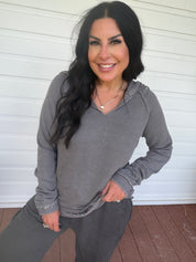 Ultra soft Loose Fit Charcoal Vneck Hoodie