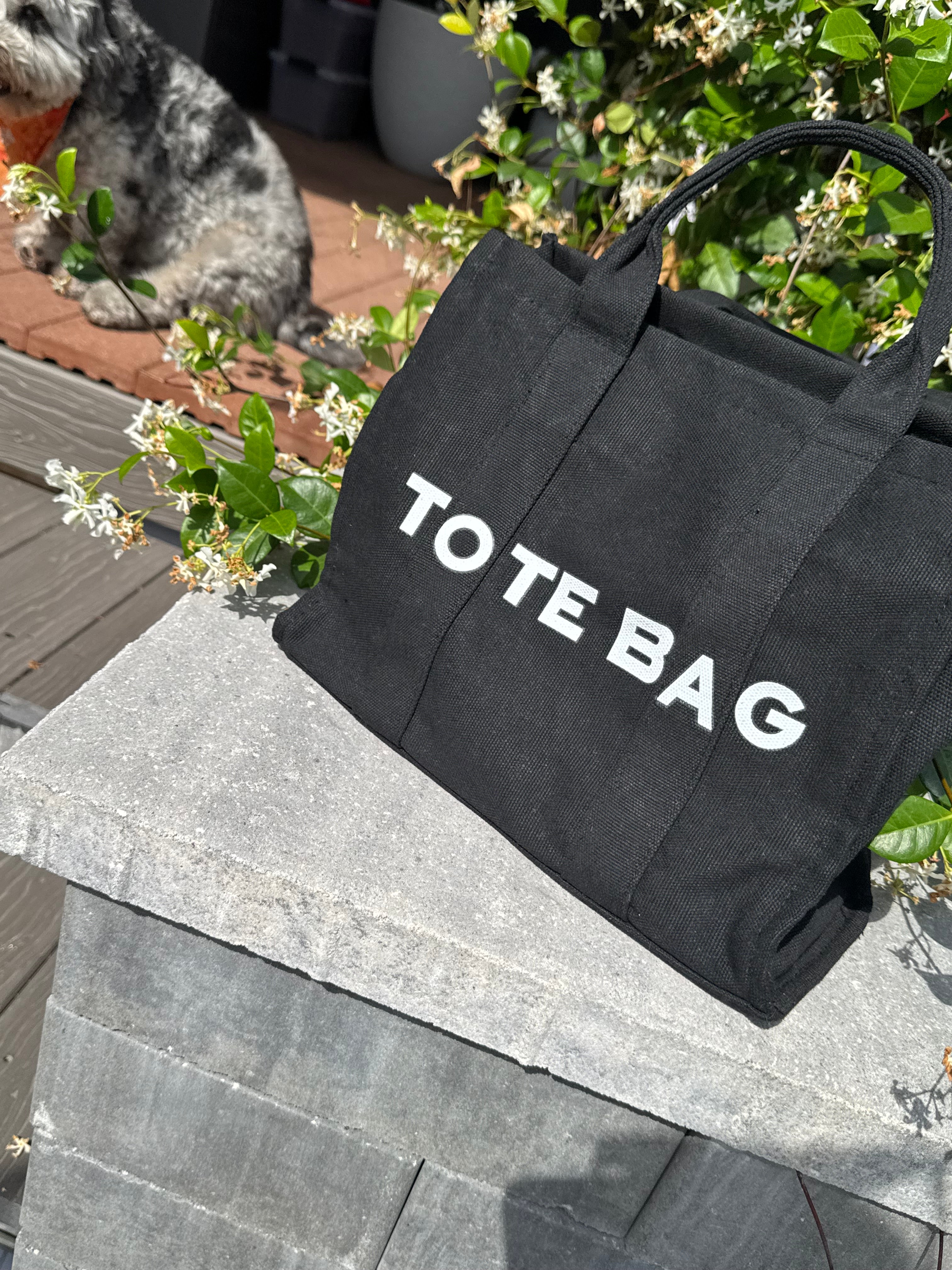 Black and White Large Shoulder The Tote Canvas Bag