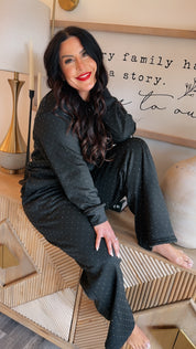 Black And Silver Diva Silver Studded Crewneck and Joggers Set