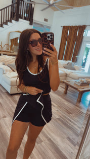 Ultra Soft  Black and White Top and Skort Athletic Set