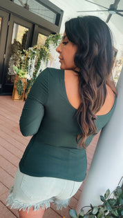 Heaven Soft Regency Green Square Neck Long Sleeve Top