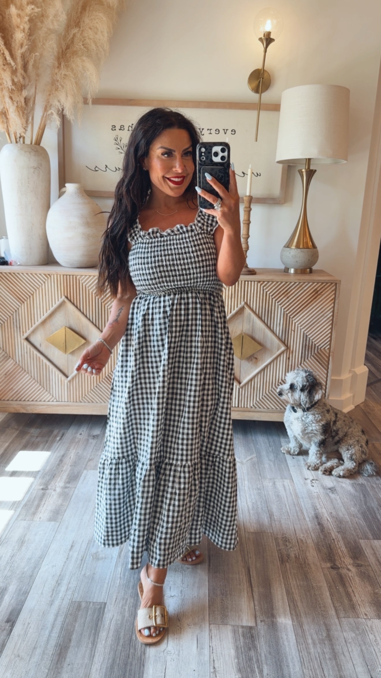 Black and White Gingham Maxi Dress