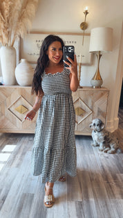 Black and White Gingham Maxi Dress