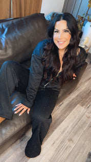 Black Diva Sparkle Studded Zip Up Hoodie and Joggers Set