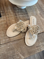 White and Gold Diva Crystal Inspired Sandals