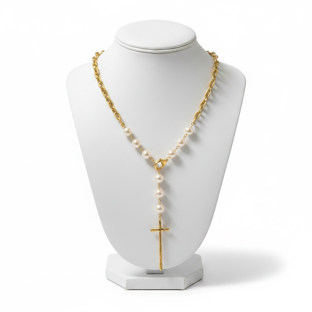 Chic Pearl and Cross Necklace