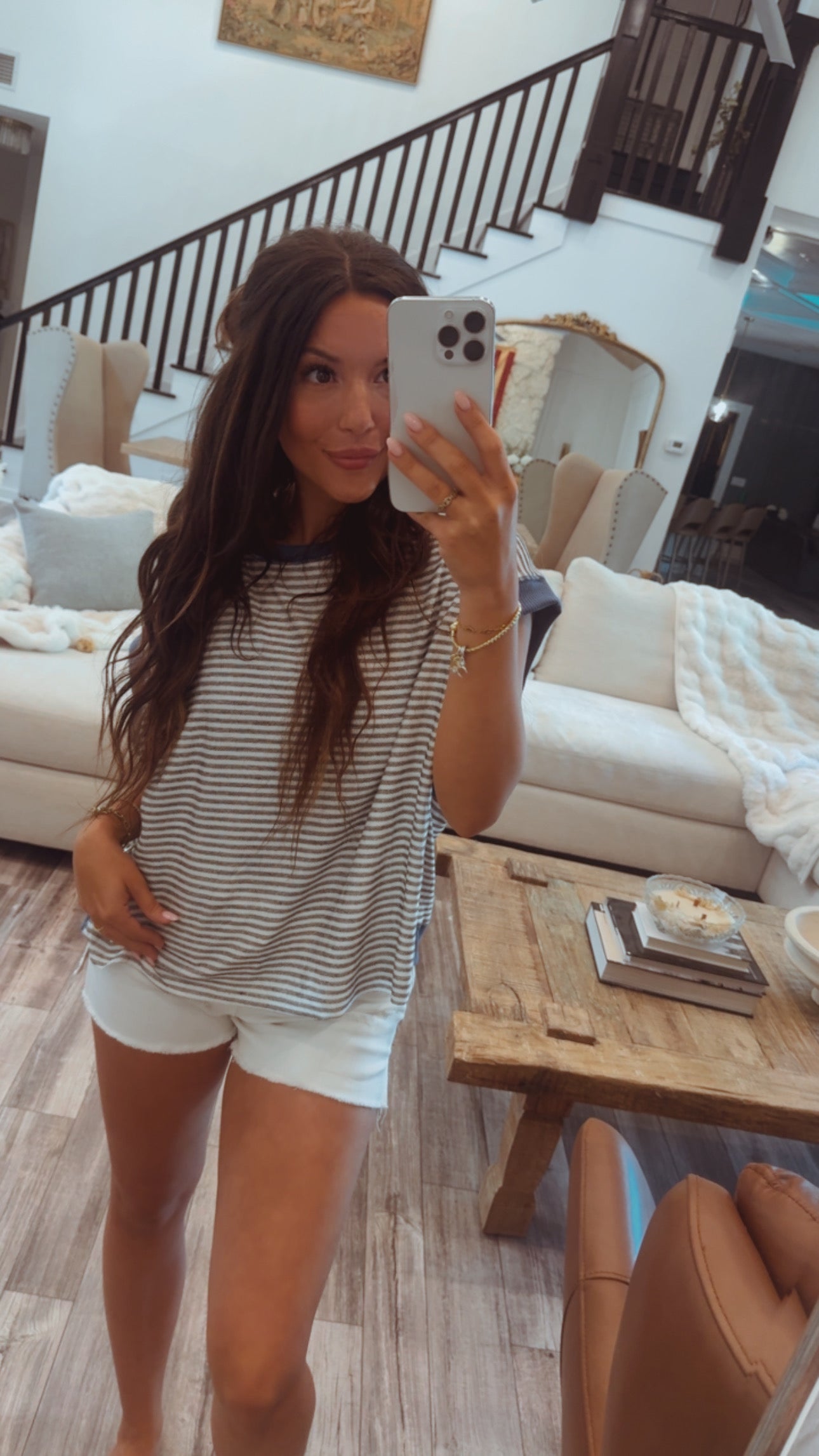 Loose Fit Black and White Striped Top