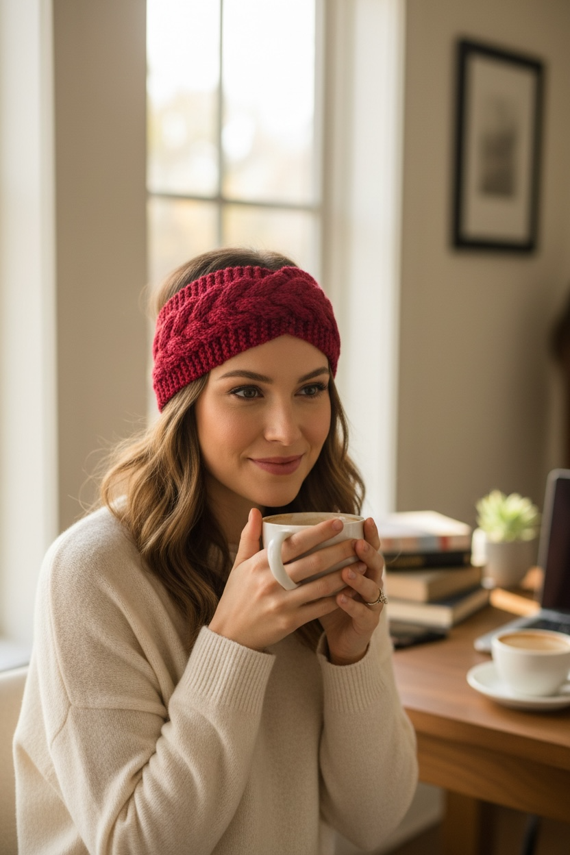Cable Knitted Headband Warmer
