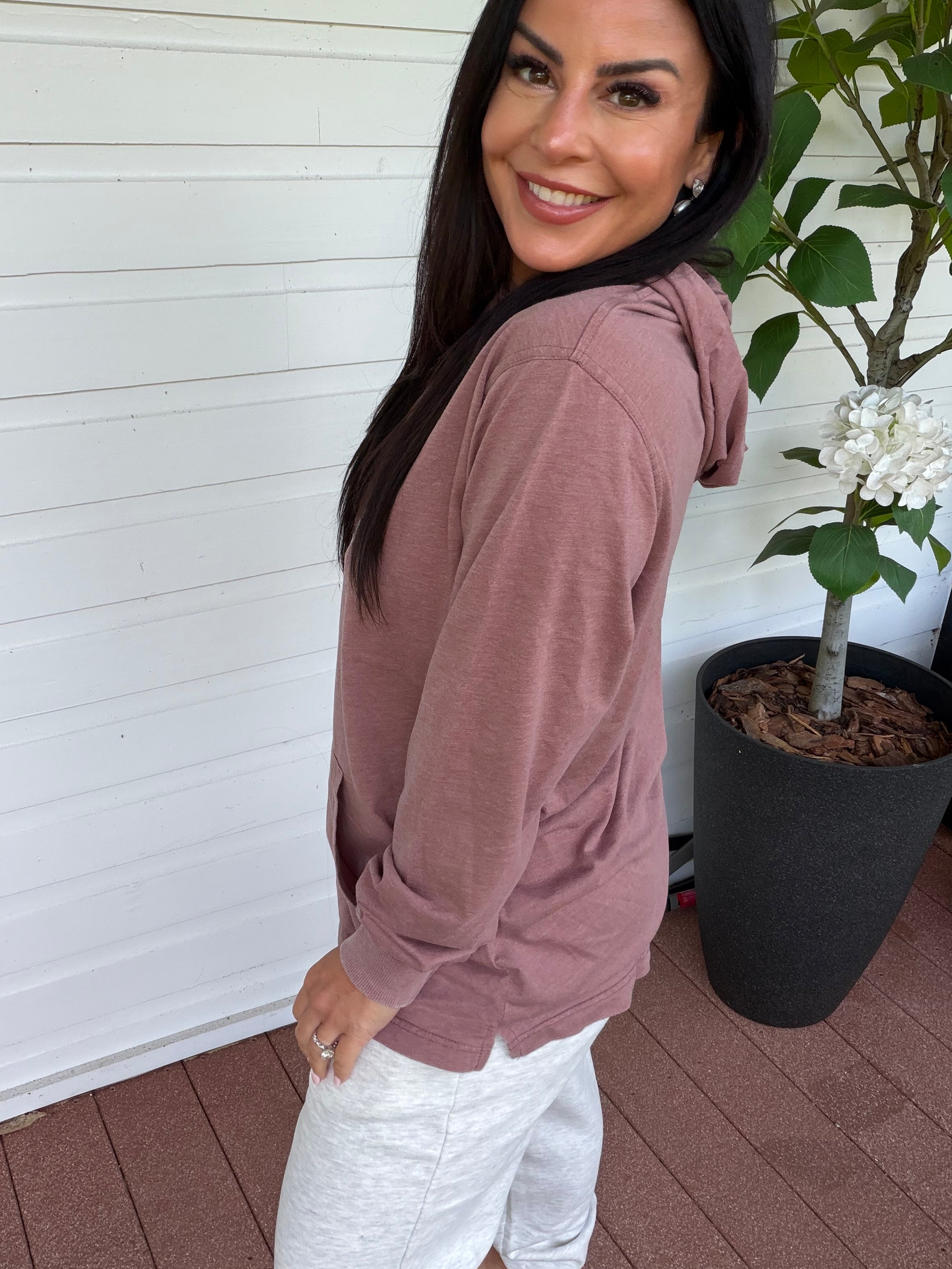 Mauve Lightweight Ultra Soft Long Sleeve Hoodie