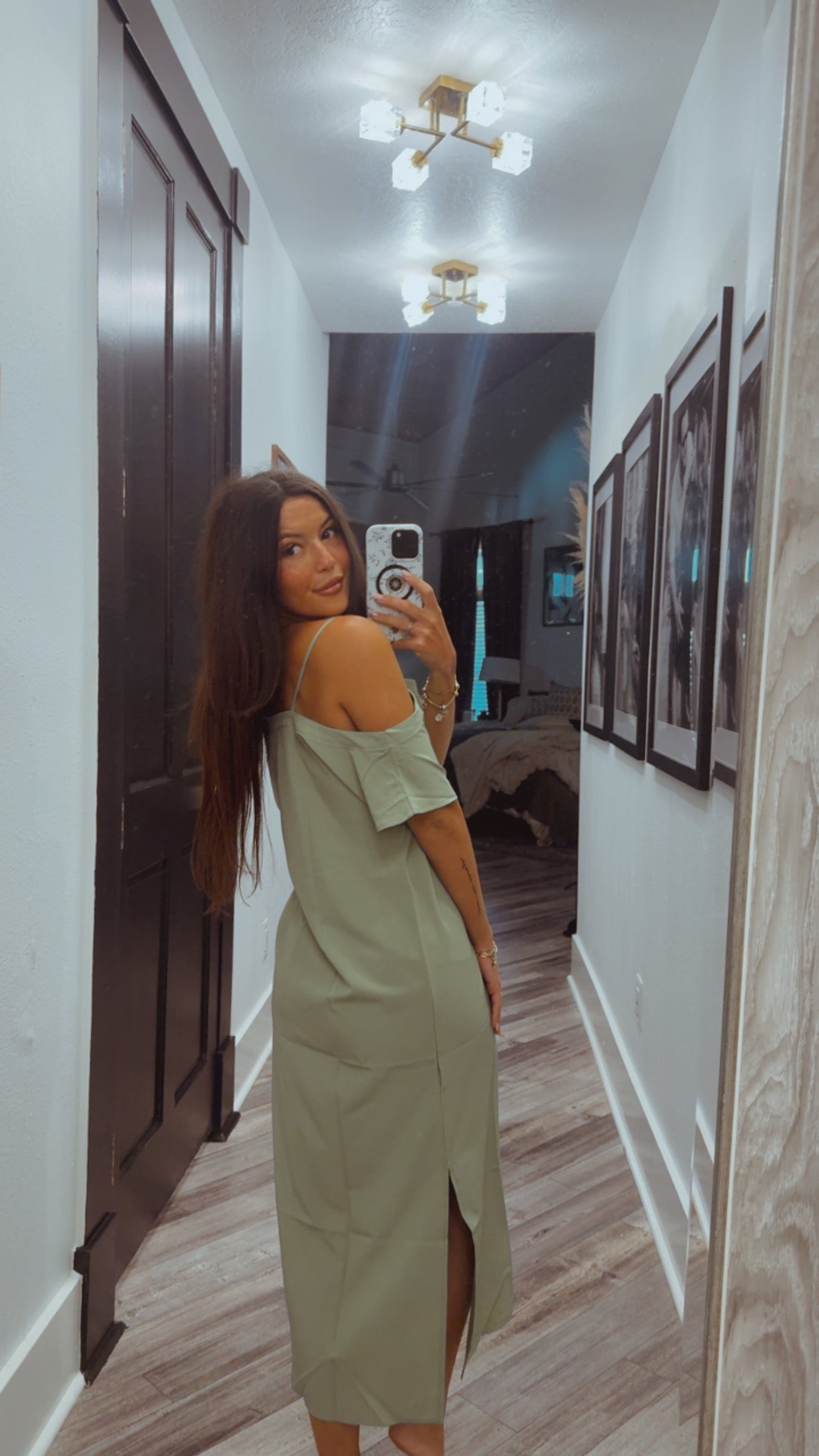 Sage Cold Shoulder Maxi Dress